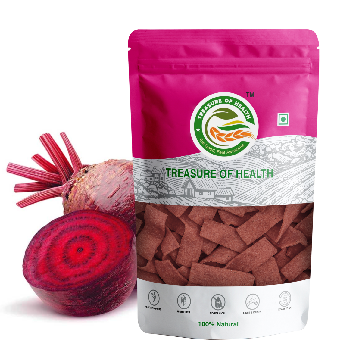 Treasure of Health Beetroot Chips | Real Veggie Crunch | No Maida
