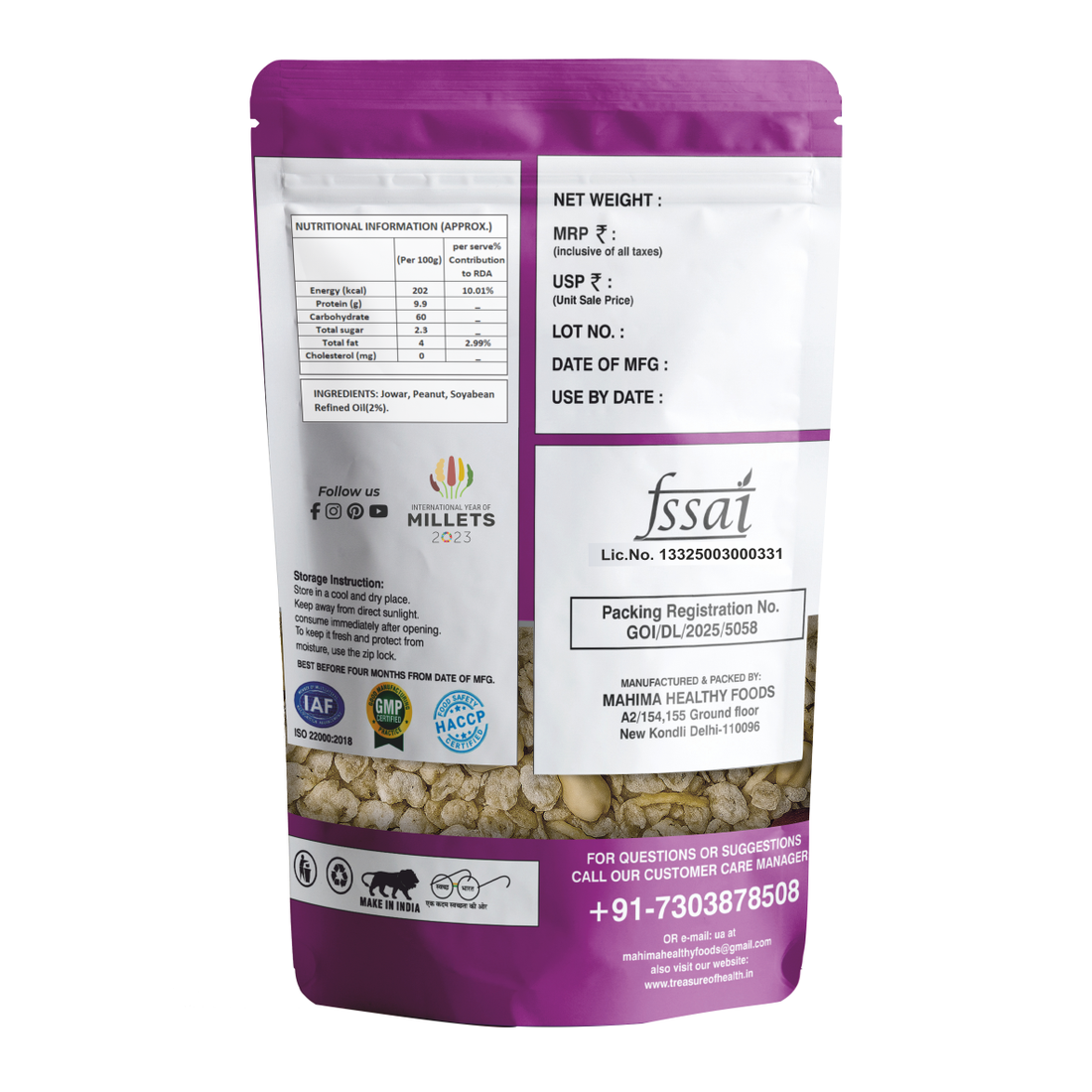 Treasure of Health Jowar Chivda | Roasted Millet Flakes Mix