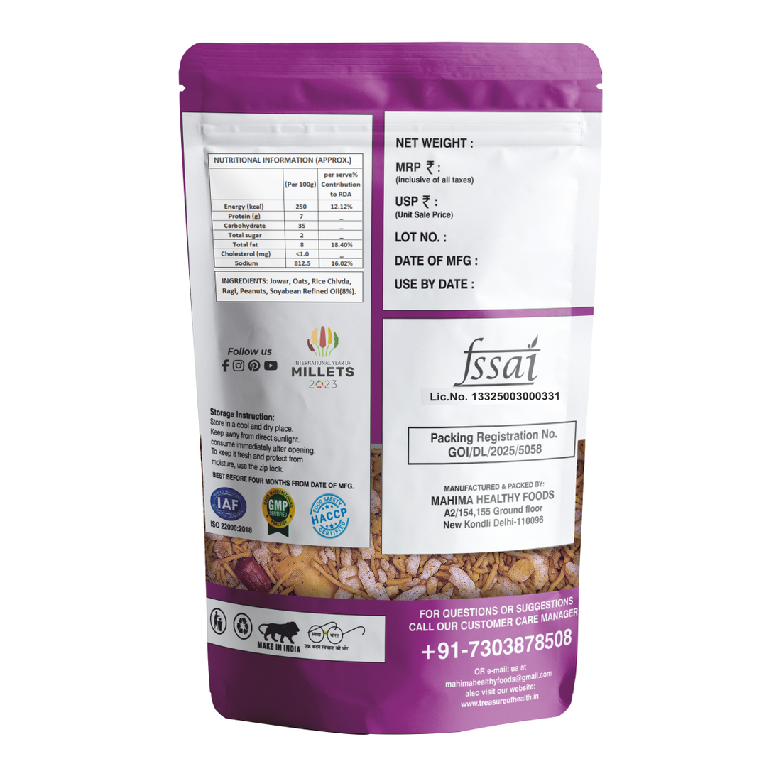 Treasure of Health Multi Millets Chivda | 5-Millet Crunchy Snack Mix