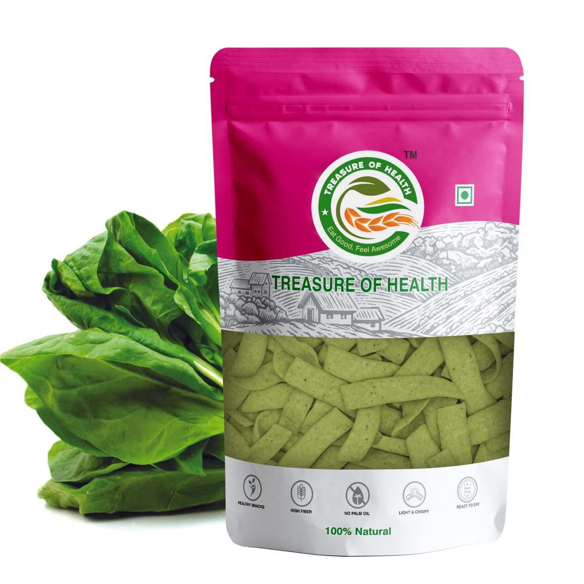 Treasure of Health Palak Chips | Spinach Crunch Snack