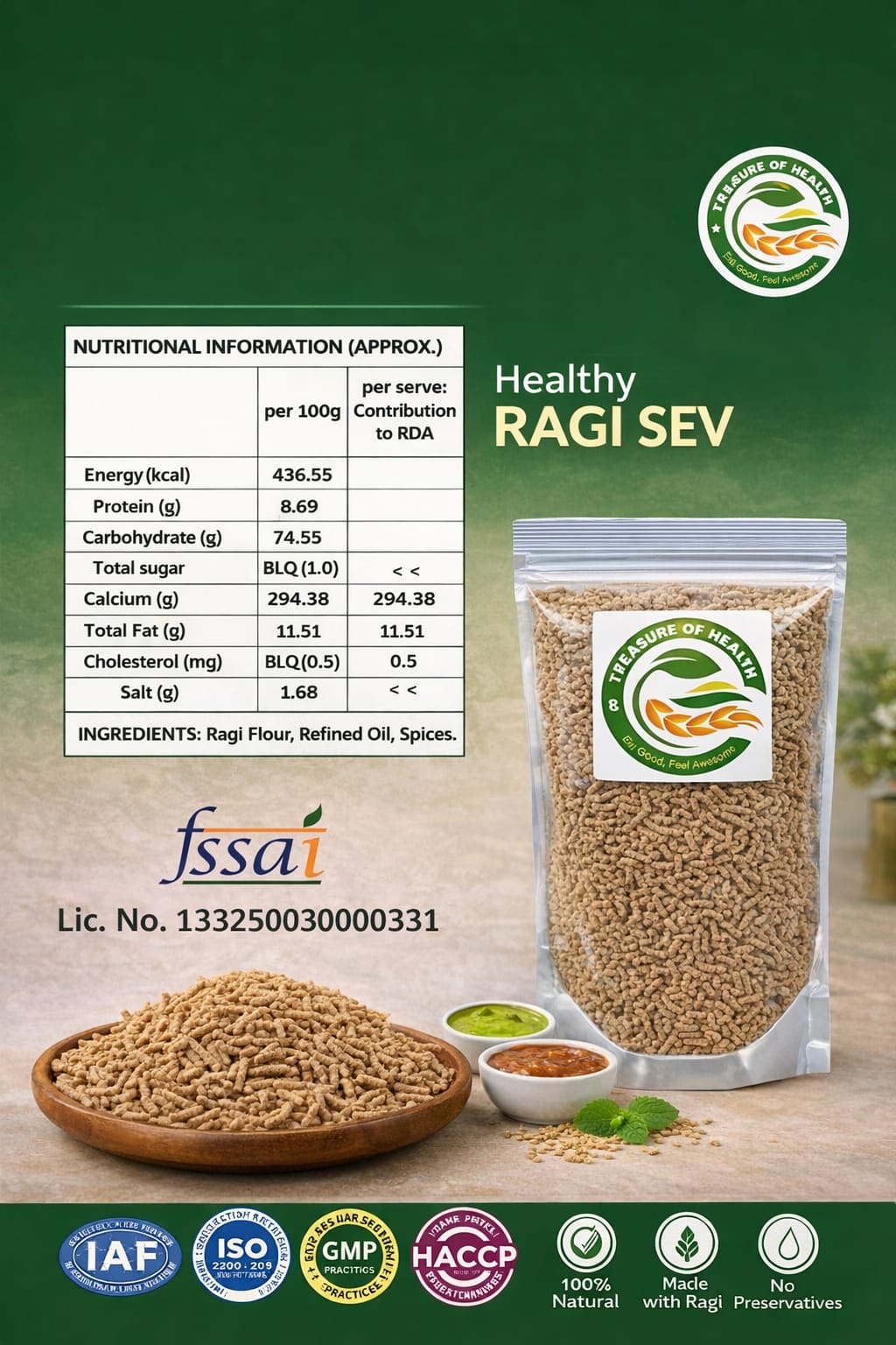 Treasure of Health – Roasted Ragi Sev | Crispy, Spicy & Healthy Snack