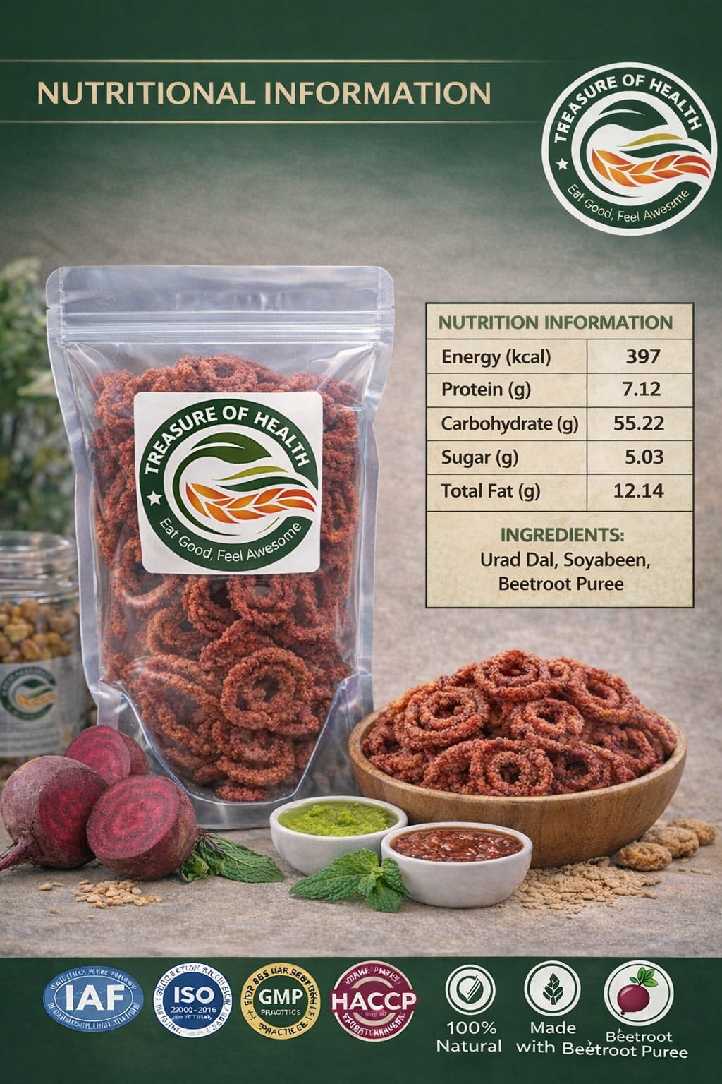 Treasure of Health – Beetroot Chakli | Crispy, Spicy & Healthy Snack