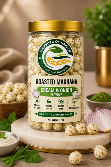 Roasted Makhana Cream & Onion Flavour | Healthy Protein Snack | Gluten Free | 70g